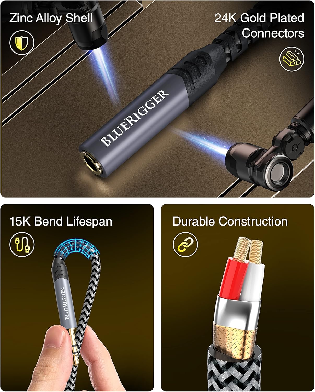 BlueRigger Headphone Extension Cable (50FT, 24K Gold Plated Jack, Hi-Fi Sound, 3.5mm Male to Female Stereo Audio Cable) – Aux Cord for iPod, Laptops, Smartphones, Speakers, Tablets, Home Car Stereo