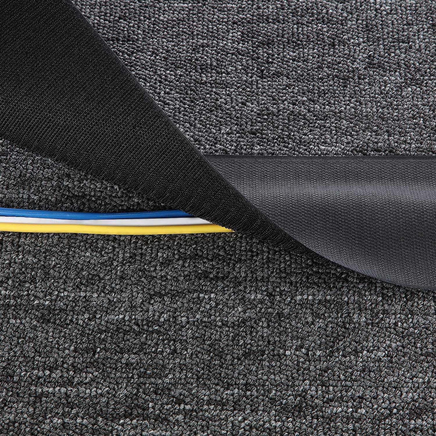 WILLBOND 4 Pack 10 ft x 3 Inch Cable Floor Strip Cable Cover Cords Carpet Protector Management Hook and Loop Tape for Wires on Floor Cords and Prevent a Trip Hazard (Black)