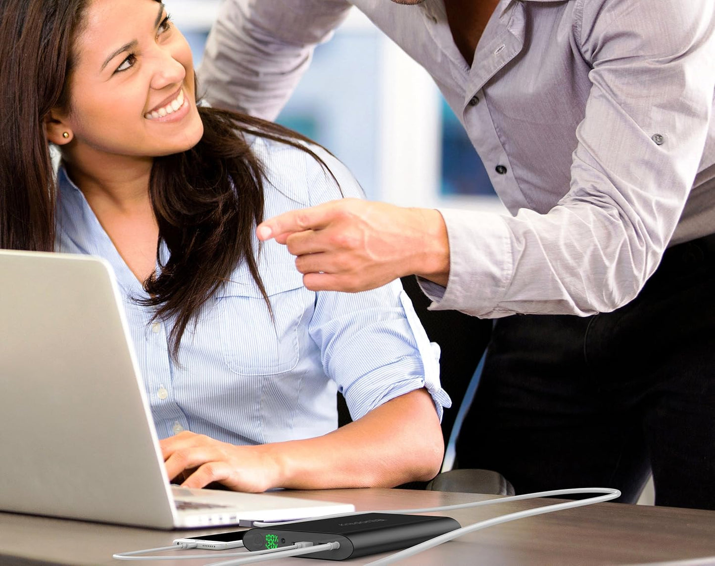 Krisdonia 50000mAh Laptop Power Bank 5/9/12/16/19/20V Portable Laptop Battery Charger with QC3.0 USB-A Port & 12V Type-C Port for Laptop, Tablet, Smartphone and More Devices