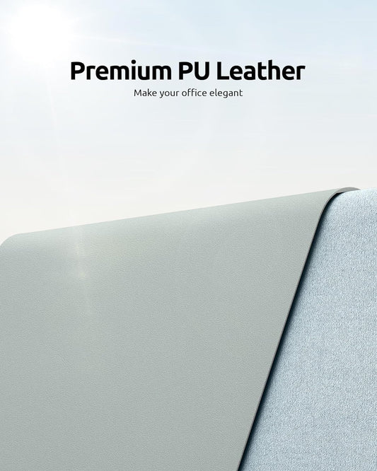 YSAGi Leather Desk Protector, Office Mat, Large Mouse Mat, Non-Slip PU Leather Blotter, Laptop Pad, Waterproof Writing Pad for Office and Home (Grayish Green, 31.5" x 15.8")