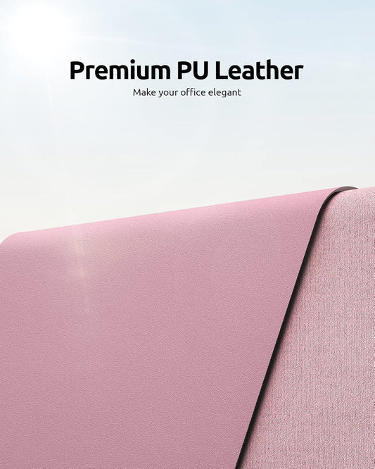 YSAGi Leather Desk Protector, Office Mat, Large Mouse Mat, Non-Slip PU Leather Blotter, Laptop Desk Pad, Waterproof Writing Pad for Office and Home (Pale Mauve, 23.6" x 13.8")