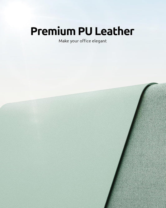 YSAGi Leather Desk Protector, Office Mat, Large Mouse Mat, Non-Slip PU Leather Blotter, Laptop Pad, Waterproof Writing Pad for Office and Home (Pale Green, 31.5" x 15.8")