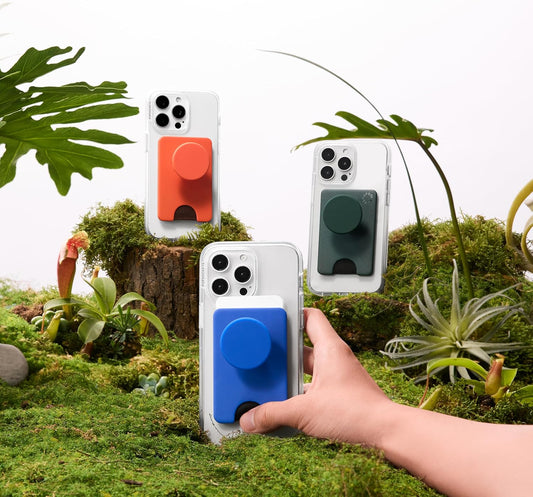 PopSockets Phone Wallet with Expanding Grip and Adapter Ring for MagSafe, Phone Card Holder, Wireless Charging Compatible, Wallet Compatible with MagSafe - Cobalt