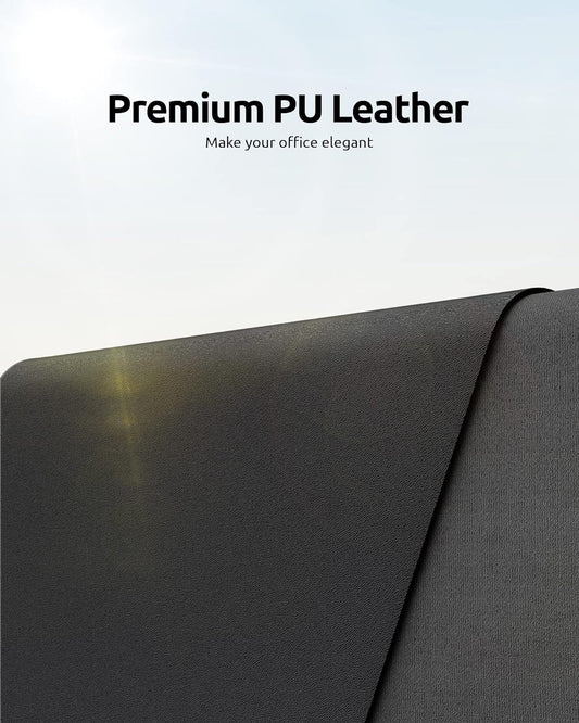 YSAGi Leather Office Desk Pad Protector, Large Mouse Pad, Non-Slip, PU Leather, Laptop Desk Blotter, Waterproof Writing Pad for Office and Home, Black, 23.6" x 13.8"