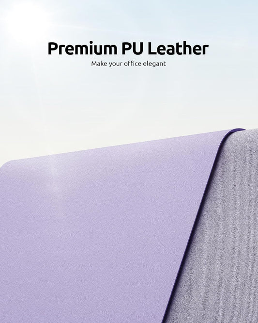 YSAGi Leather Desk Protector, Office Mat, Large Mouse Mat, Non-Slip PU Leather Blotter, Laptop Pad, Waterproof Writing Pad for Office and Home (Light Purple, 23.6" x 13.8")