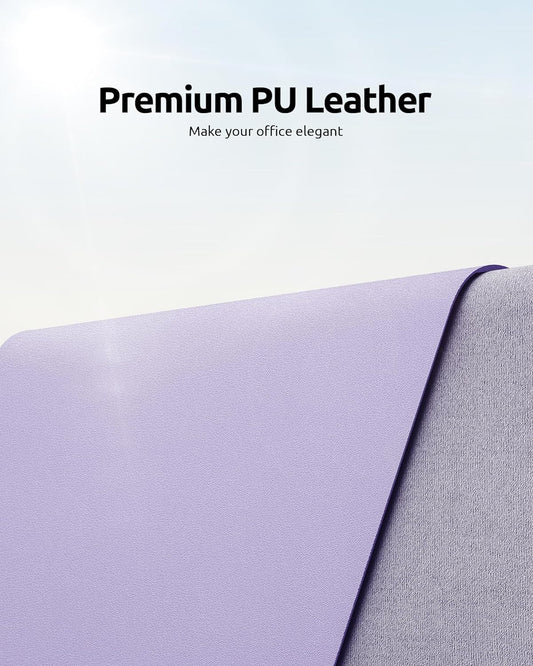 YSAGi Leather Desk Protector, Office Mat, Large Mouse Mat, Non-Slip PU Leather Blotter, Laptop Desk Pad, Waterproof Writing Pad for Office and Home (Light Purple, 31.5" x 15.8")