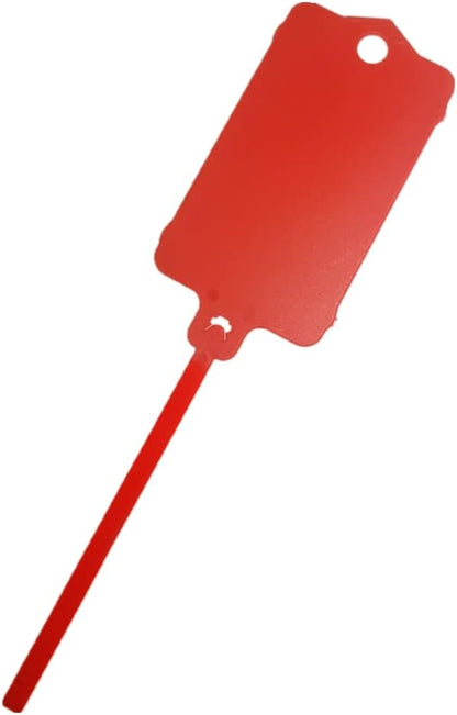 100pcs Reusable Blank Plastic Tags Ties Key Tags 1.45"*2.48" Serrated Tension Sealing Strap with Large Label Plastic Tie Mark Label Waterproof Hang Sign Write on Tag (Red, 100pcs)