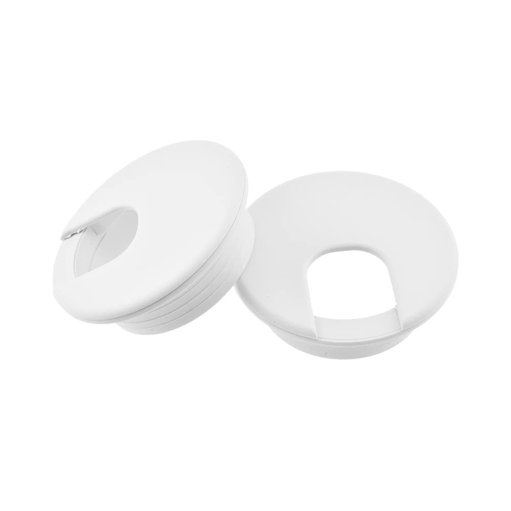 HAHIYO 2Pcs 2Inch/50mm White ABS Plastic U-Shaped Desk Grommet Wire Grommet Cable Management Cord Hole Cover Desk Wire Hole Insert Wire Organizer for Computer Office Home School Equipment Systems