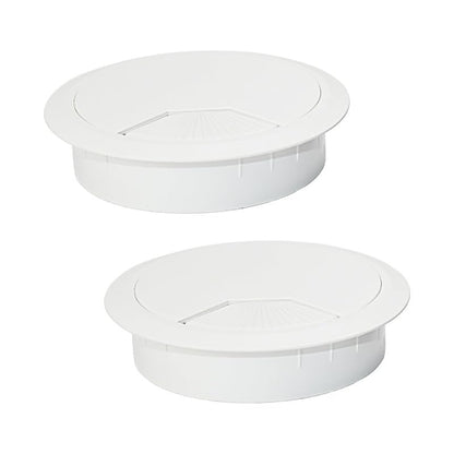 2 Pcs Desk Grommet 2-3/8" / 60 mm, Desk Cord Hole Cover, Cable Grommet ABS Plastic, Desk Hole Grommet for Home & Office Pc, Detachable Adjustable Cable Cord Organizer-White