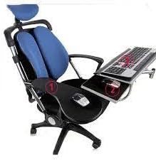Ergonomic Laptop Keyboard Mouse Chair Stand Mount Holder Installed to Chair