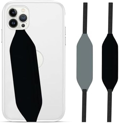 Phone Grip Strap - Pack of 2 Reversible Finger Holder for Phone Back, Customizable Anti-Slip Design, Wireless Charging Compatible Detachable Holder for iPhone - Black & Grey