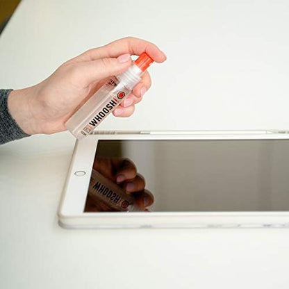 WHOOSH! Screen Shine Duo XL - Screen Cleaner Spray and Wipe for Eyeglasses, Phone & Laptop - Removes Fingerprints - Includes 3.4 oz + 1 oz Leak-Free Bottles & 2 Microfiber Cloths for Home & Travel