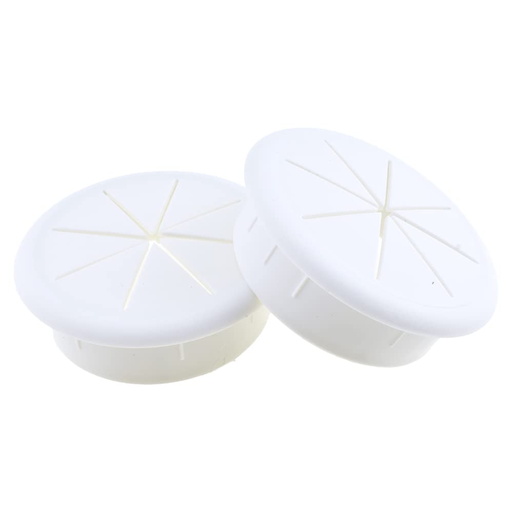 HAHIYO 2Pcs 2.4Inch/60mm White ABS Plastic Eight-petaled Desk Grommet Wire Grommet Cable Management Cord Hole Cover Desk Wire Hole Insert Wire Organizer for Computer Office Home School Equipment