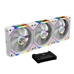 GAMDIAS Aeolus P2-1203U 120mm ARGB PWM Fan(3 Fan Pack w/USB Hub), Include Reverse Fan Blade x3, ARGB Sync Ready, Easy Installation & Cabless Daisy-Chain Design, Silent Operation, Up to 2400RPM, White