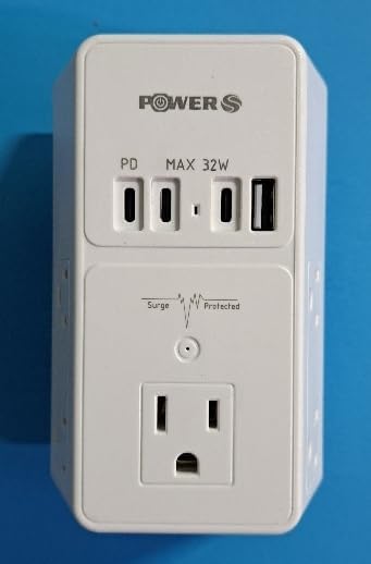 20W PD Fast Charging Wall Outlet with USB Ports (3C1A), Electrical Outlet Extender, Surge Protector, Wall Plug Adapter for Multiple Devices, Wall Socket Expander