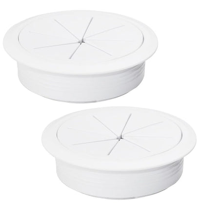2 Pcs Desk Grommet 3-1/8" / 80 mm, Desk Hole Cover for Cables White, Cable Grommet ABS Plastic, Desk Hole Grommet for Home & Office Pc, Detachable Cable Cord Organizer