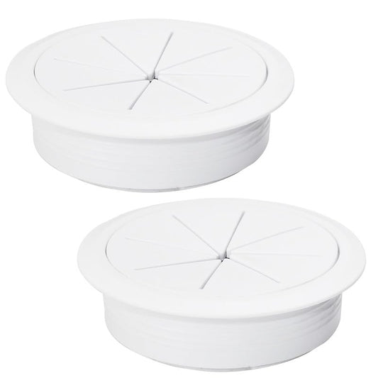 2 Pcs Desk Grommet 3-1/8" / 80 mm, Desk Hole Cover for Cables White, Cable Grommet ABS Plastic, Desk Hole Grommet for Home & Office Pc, Detachable Cable Cord Organizer