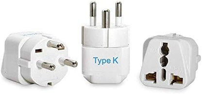 Ceptics Denmark Travel Plug Adapter (Type K) - 3 Pack (Does Not Convert Voltage) (GP-20-3PK) [Grounded & Universal]
