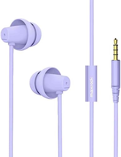 MAXROCK (TM Total Soft Silicon Headphones with Mic Sleep Travel Choice for Cellphones Tablets and 3.5mm Jack (Violet)