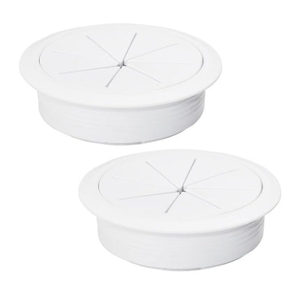 2 Pcs Desk Grommet 2-3/8" / 60 mm, Desk Hole Cover for Cables White, Cable Grommet ABS Plastic, Desk Hole Grommet for Home & Office Pc, Detachable Cable Cord Organizer