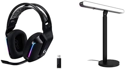 Logitech G733 Lightspeed Wireless Gaming Headset + Litra Beam LX Premium Dual-Sided RGB LED Streaming Key Light - Black