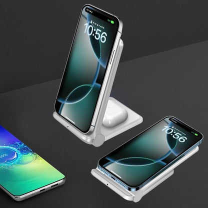 2 in 1 Wireless Charger,Foldable 20W Fast Wireless Charging Stand Compatible with iPhone 16/16 Pro/15/14/13/12/X/AirPods,Dual Phone Induction Charge Station for Samsung,Pixel,Xperia,LG(No Plug)