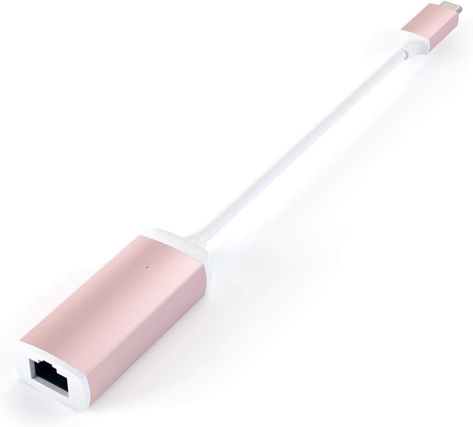 Satechi USB C to Ethernet Cable, Type-C Gigabit Ethernet Adapter, Aluminum Portable Ethernet-to-USB Converter for MacBook Pro/Air, iPad Pro/Air/Mini, Windows Laptop, Compatible with Switch (Rose Gold)