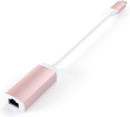 Satechi USB C to Ethernet Cable, Type-C Gigabit Ethernet Adapter, Aluminum Portable Ethernet-to-USB Converter for MacBook Pro/Air, iPad Pro/Air/Mini, Windows Laptop, Compatible with Switch (Rose Gold)
