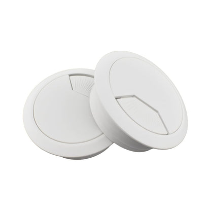 HAHIYO 2Pcs 2Inch/50mm White ABS Plastic Sector-shaped Desk Grommet Wire Grommet Cable Management Cord Hole Cover Desk Wire Hole Insert Wire Organizer for Computer Office Home School Equipment Systems