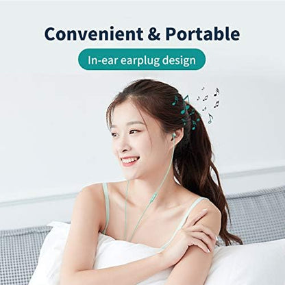 MAXROCK (TM Total Soft Silicon Headphones with Mic Sleep Travel Choice for Cellphones Tablets and 3.5mm Jack (Light Green)