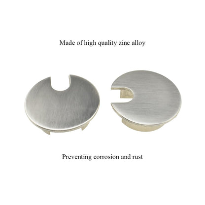 HAHIYO 2Pcs 1.38Inch/35mm Brushed Silver Zinc Alloy Desk Grommet Wire Grommet Cable Management Cord Hole Cover Desk Wire Hole Insert Wire Organizer for Computer Office Home School Equipment Systems