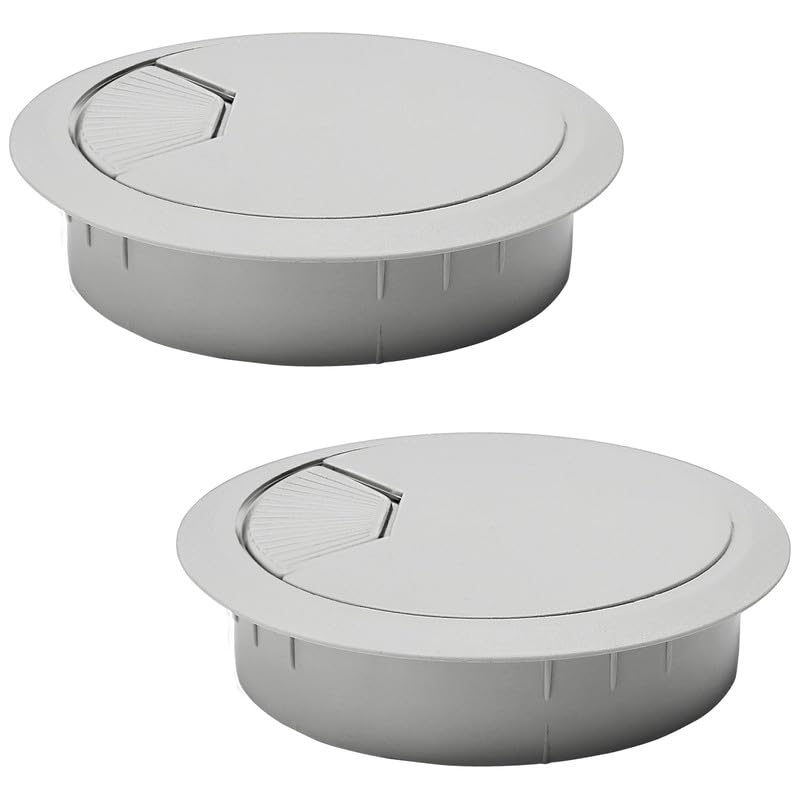 5 Pcs Desk Grommet 3-1/8" / 80 mm, Desk Cord Hole Cover, Cable Grommet ABS Plastic, Desk Hole Grommet for Home & Office Pc, Detachable Adjustable Cable Cord Organizer-Light Grey