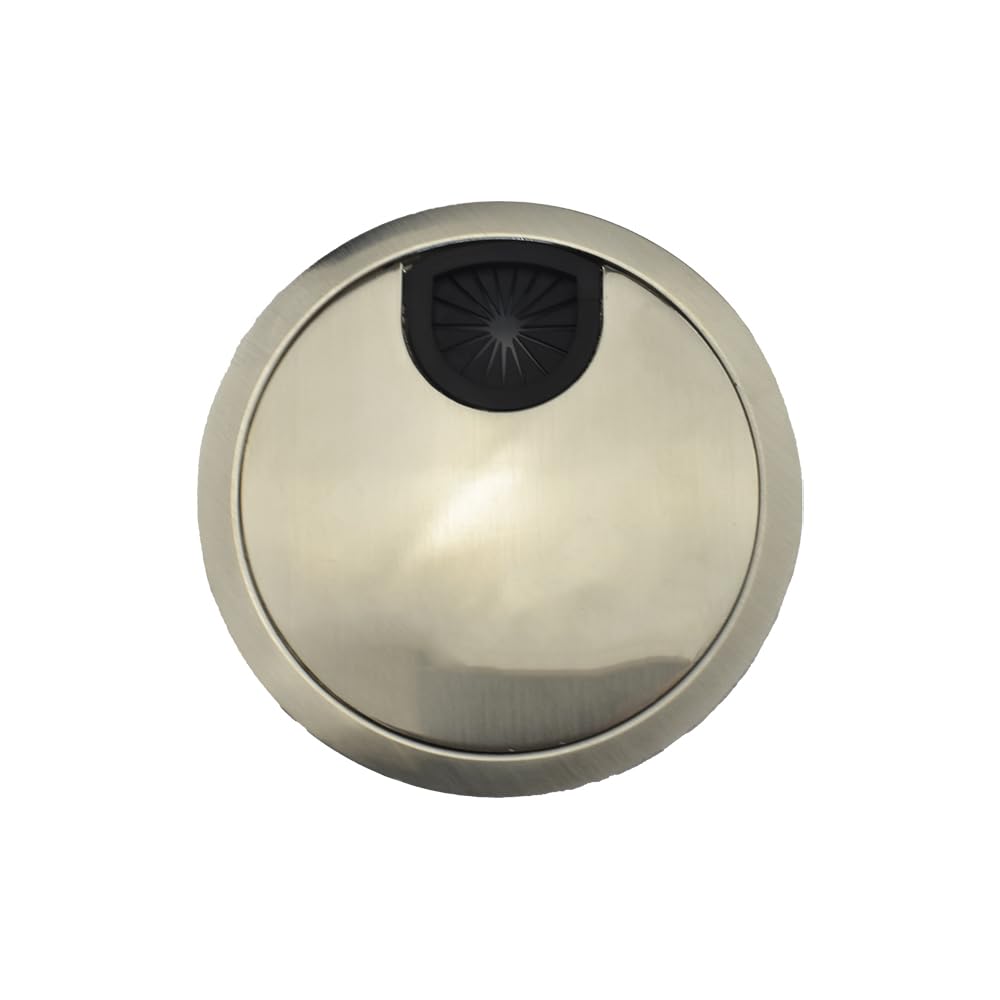 HAHIYO 1Pcs 3.15Inch/80mm Brushed Silver Zinc Alloy Desk Grommet Wire Grommet Cable Management Cord Hole Cover Desk Wire Hole Insert Wire Organizer for Computer Office Home School Equipment Systems