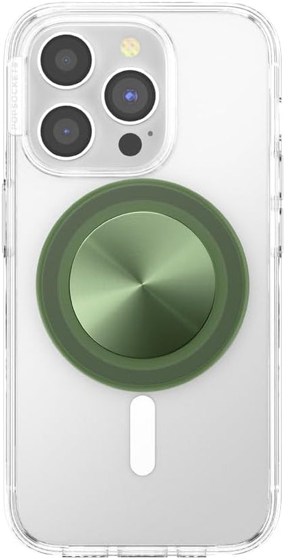 PopSockets Phone Grip for MagSafe with Kickstand, Magnetic Stand, Swappable Top, Secure Hold for iPhone MagSafe Cases, Phone & Tablet Grip - Alum Radial Olive
