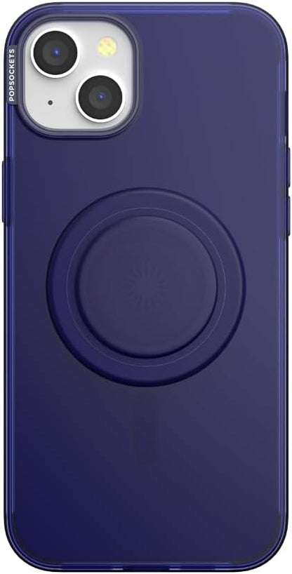 PopSockets iPhone 15 Plus Case with Phone Grip and Slide Compatible with MagSafe, Phone Case for iPhone 15 Plus, Wireless Charging Compatible - French Navy