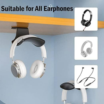 2-Pack Headphone Stand Hanger Wall Hooks, Save Space Headset Stand Holder for Universal Gaming Headset Airpods Max Sony Bose Beats, Strong Adhesive with Screws, White
