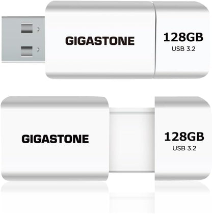 GIGASTONE 128GB Flash Drive (2 Pack) Z60 USB 3.2 Gen 1, 120MB/s Ultra Fast, Retractable Capless Slider Design, Data Storage, Backup for PC/Mac/TV/Car Audio, USB 2.0/3.0/3.1 Compatible