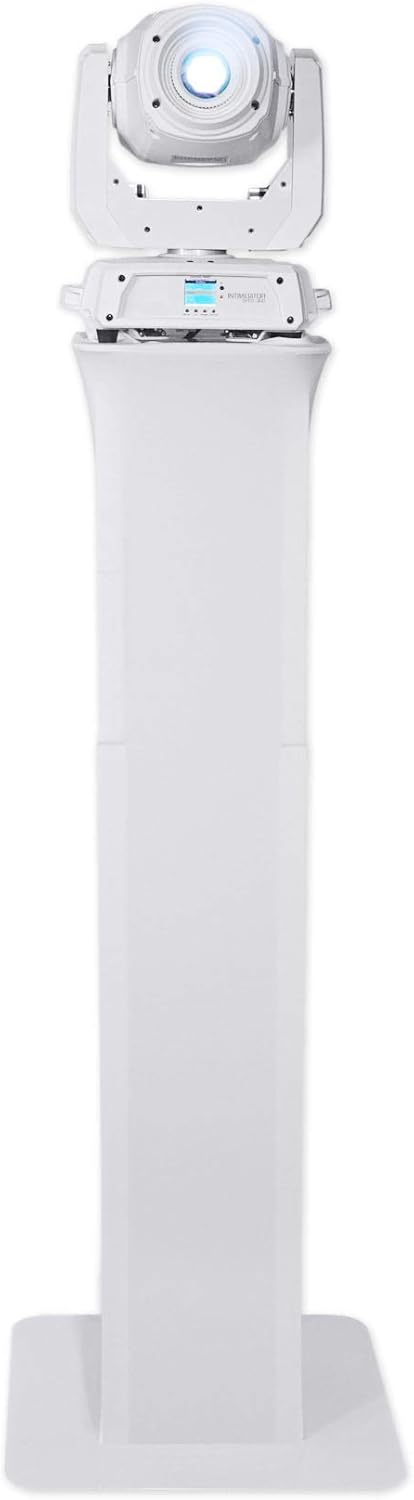 Rockville RTP82W 8 ft Adjustable Totem Light Stand, White & Black Scrims, Carry Bags, 35mm Speaker Adapter, Steel, Portable for DJs & Event Lighting