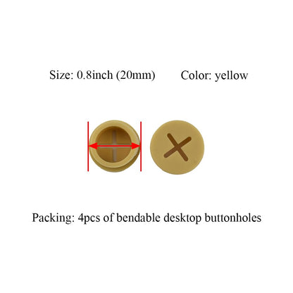 HAHIYO 4Pcs 0.8Inch/20mm Yellow Flexible Rubber Desk Grommet Wire Grommet Cable Management Cord Hole Cover Desk Wire Hole Insert Wire Organizer for Computer Office Home School Equipment Systems