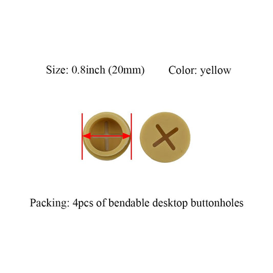 HAHIYO 4Pcs 0.8Inch/20mm Yellow Flexible Rubber Desk Grommet Wire Grommet Cable Management Cord Hole Cover Desk Wire Hole Insert Wire Organizer for Computer Office Home School Equipment Systems