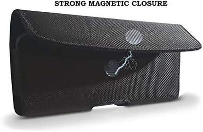 AH Heavy Duty Nylon Phone Holster for iPhone 11, 12 Pro, Carrying Pouch Holder with Belt Loopfor iPhone 8 7 SE 2020 6s 6 X Xs XR Galaxy fit Otterbox or Thick Case (Medium)