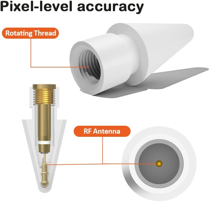 Pencil Tips Soft Wear-Resistant Damping Pen Tip for Apple Replacement 2B Stylus Fine Nib Compatible with iPad Air Mini Pro Apple Pencil 1st Gen & 2nd Generation - 6+2 Packs