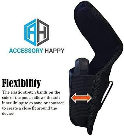 AH Military Grade Nylon Cell Phone Belt Holder for Men Horizontal Pouch Carrying Clip for [iPhone 6 6S 7 8 X XR XS 11 12] iPhone 11 Moto Droid x Holster PRO S8 S9 S7 S20 fits Otterbox or Thick Case