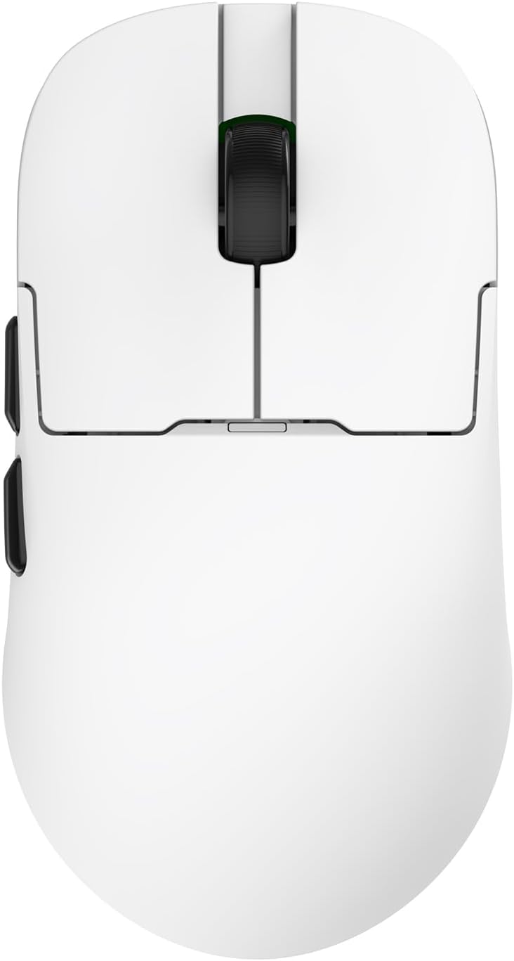 AJ159P MC Triple Mode (2.4G/Wired/Bluetooth 5.2) Gaming Mouse, 12000 DPI, 56g Ultra-Light, Magnetic RGB Charging Dock, Programmable 6 Buttons, Ergonomic Design for Computer Laptop PC, White