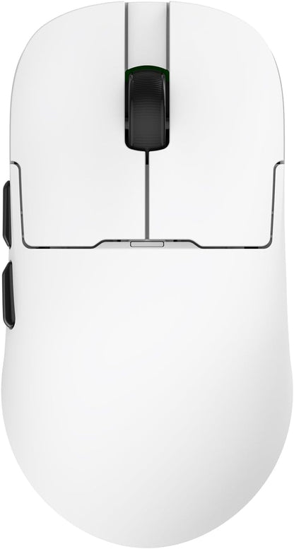 AJ159P MC Triple Mode (2.4G/Wired/Bluetooth 5.2) Gaming Mouse, 12000 DPI, 56g Ultra-Light, Magnetic RGB Charging Dock, Programmable 6 Buttons, Ergonomic Design for Computer Laptop PC, White