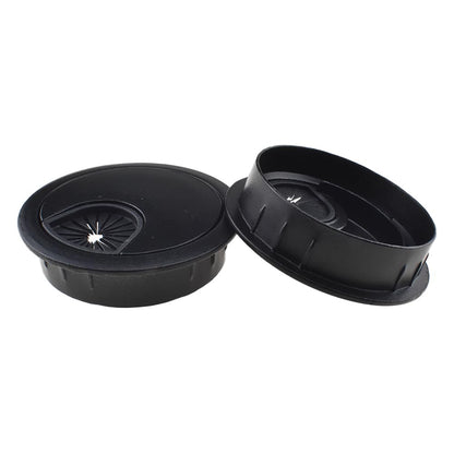 HAHIYO 2Pcs 2Inch/50mm Black Zinc Alloy Desk Grommet Wire Grommet Cable Management Cord Hole Cover Desk Wire Hole Insert Wire Organizer for Computer Office Home School Equipment Systems