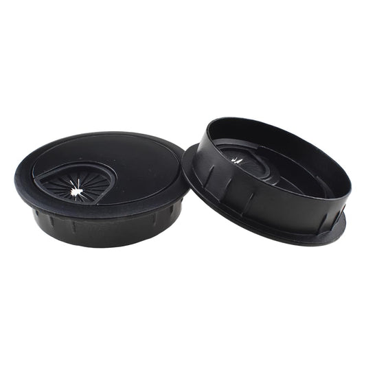 HAHIYO 2Pcs 2Inch/50mm Black Zinc Alloy Desk Grommet Wire Grommet Cable Management Cord Hole Cover Desk Wire Hole Insert Wire Organizer for Computer Office Home School Equipment Systems