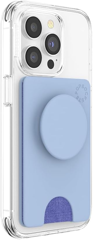 PopSockets Phone Wallet with Expanding Kickstand, Phone Card Holder - Cornflower Blue
