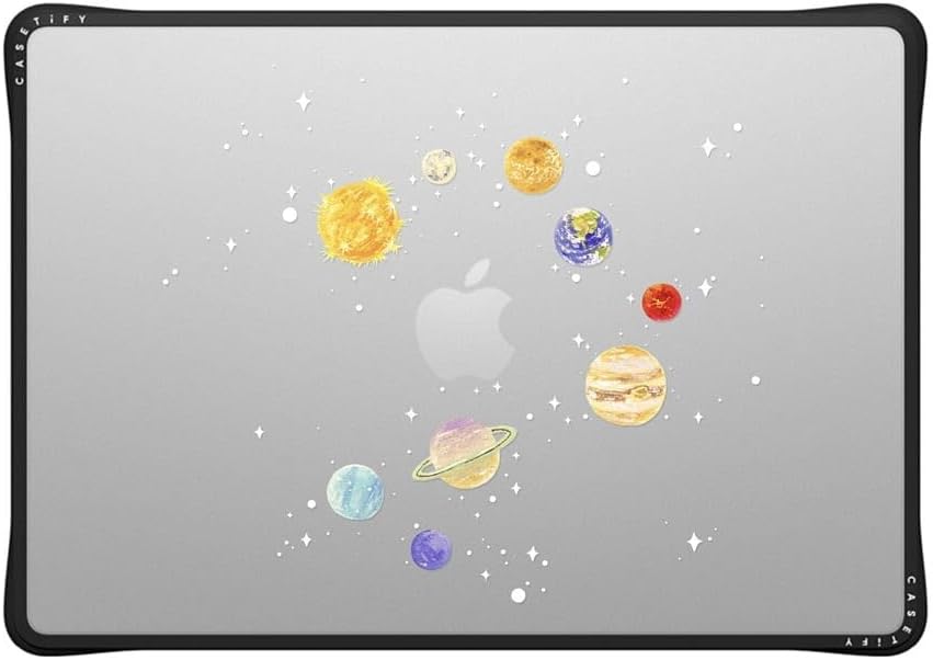 CASETiFY Impact MacBook Air 15" (M2-M4) Case [Cushioned Impact Corners/Scratch-Resistant/Anti-Slip Grip] - Solar System - Clear Black