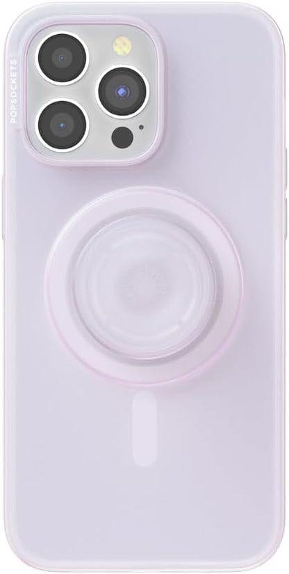 PopSockets iPhone 15 Pro Max Case with Round Phone Grip Compatible with MagSafe, Phone Case for iPhone 15 Pro Max, Wireless Charging Compatible - White Opalescent